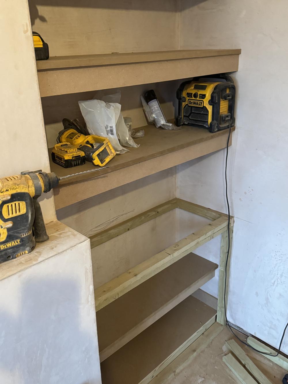 Site tools on a shelf from a recent joinery job